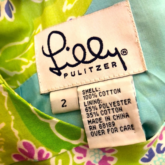 Lilly Pulitzer Green Backless Summer Dress with Back Tie, Fruits & Flowers Sz 2 - Picture 4 of 8